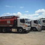 Parked Vac Trucks in Rockhampton ready to clean portable toilets and showers