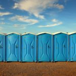 Portable toilets lined up on site in Rockhampton